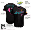 Custom Black Pink-Teal Authentic Baseball Jersey