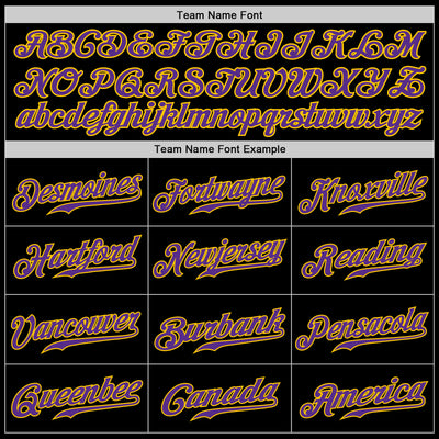 Custom Black Purple-Gold Authentic Baseball Jersey