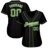 Custom Black Neon Green-White Authentic Baseball Jersey