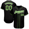 Custom Black Neon Green-White Authentic Baseball Jersey