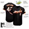 Custom Black White-Orange Authentic Baseball Jersey