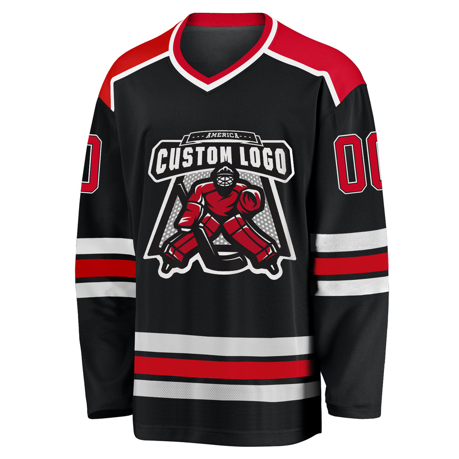 Custom Gray Red-Black Hockey Jersey in 2023