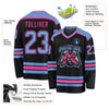 Custom Black Light Blue-Pink Hockey Jersey