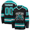 Custom Black Aqua-White Hockey Jersey