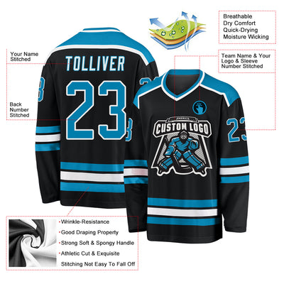 Custom Black Panther Blue-White Hockey Jersey