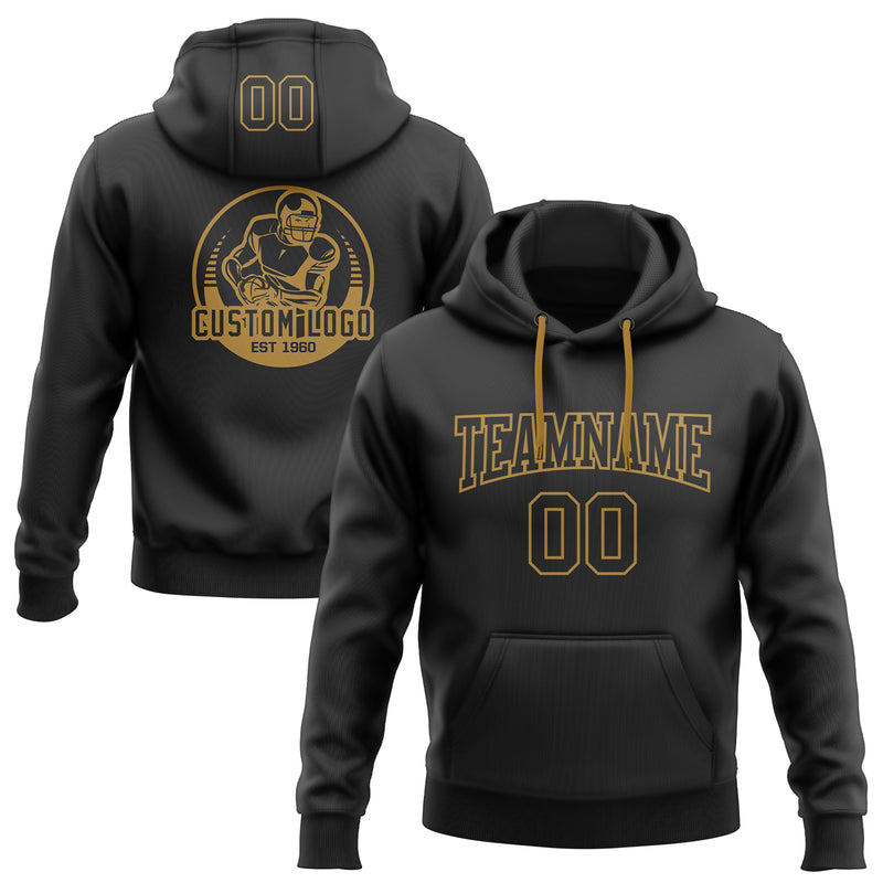 Custom Black Sweatshirt Hoodie-Old Gold Football Pullover - FansIdea