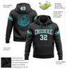 Custom Stitched Black White-Aqua Football Pullover Sweatshirt Hoodie