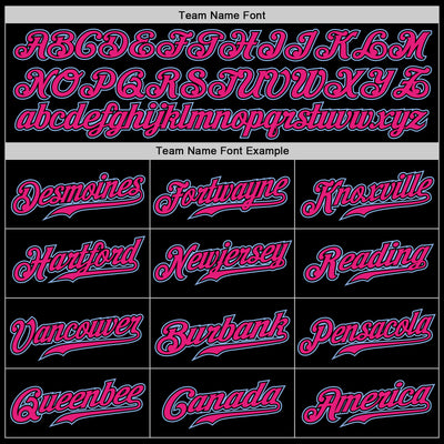 Custom Black Light Blue Pinstripe Hot Pink-Light Blue Authentic Baseball Jersey