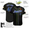 Custom Black Neon Green Pinstripe Royal-White Authentic Baseball Jersey