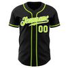 Custom Black Neon Green-White Authentic Baseball Jersey