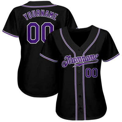 Custom Black Purple-White Authentic Baseball Jersey