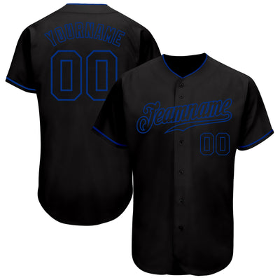 Custom Black Black-Royal Authentic Baseball Jersey