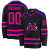 Custom Black Hot Pink-Dark Purple Hockey Jersey