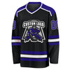 Custom Black Dark Purple-White Hockey Jersey