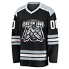 Custom Black White-Silver Hockey Jersey