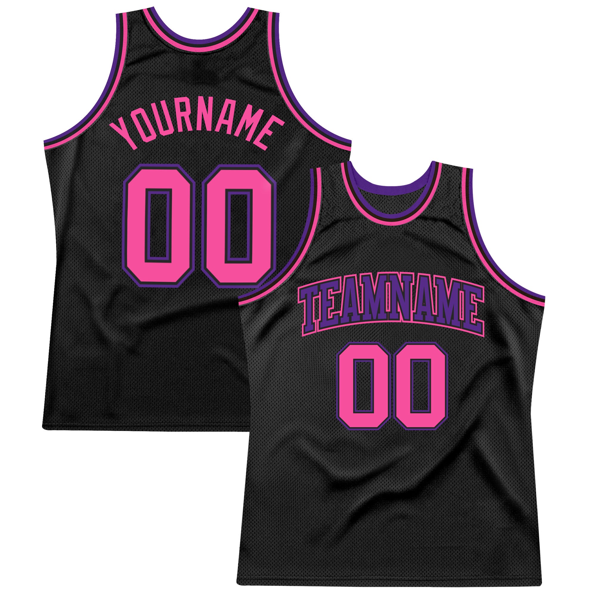 Custom Pink White-Purple Authentic Throwback Basketball Jersey