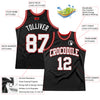 Custom Black White Gray-Red Authentic Throwback Basketball Jersey