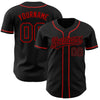 Custom Black Black-Red Authentic Baseball Jersey