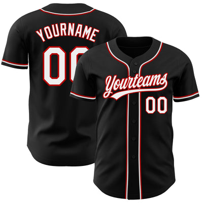 Custom Black White-Red Authentic Baseball Jersey