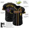 Custom Black Dark Purple-Gold Authentic Baseball Jersey