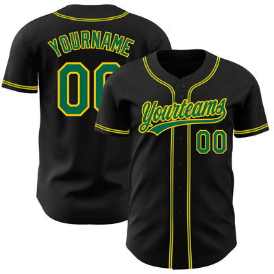 Custom Black Kelly Green-Gold Authentic Baseball Jersey