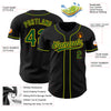 Custom Black Green-Gold Authentic Baseball Jersey