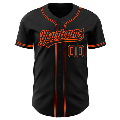 Custom Black Black-Orange Authentic Baseball Jersey