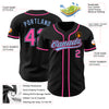 Custom Black Pink-Light Blue Authentic Baseball Jersey