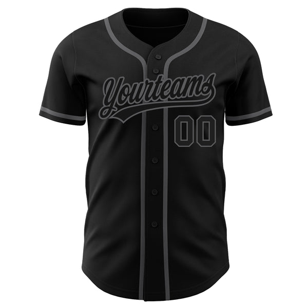 Custom Black Baseball Jersey-Steel Gray Authentic - FansIdea