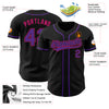 Custom Black Purple-Hot Pink Authentic Baseball Jersey