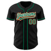 Custom Black Kelly Green-Orange Authentic Baseball Jersey