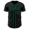 Custom Black Black-Kelly Green Authentic Baseball Jersey