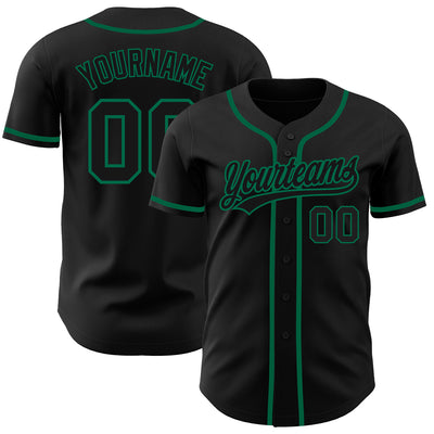 Custom Black Black-Kelly Green Authentic Baseball Jersey