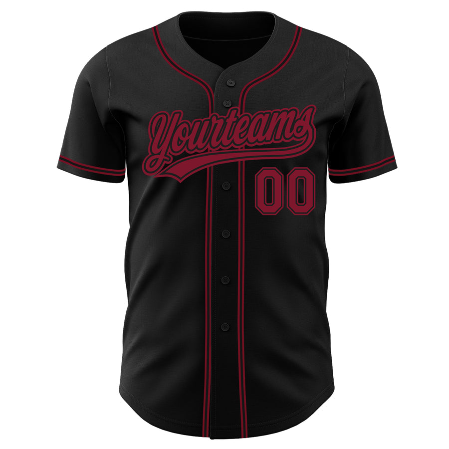 Custom Black Crimson Authentic Baseball Jersey