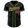 Custom Black Hot Pink-Neon Green Authentic Baseball Jersey