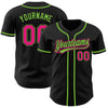 Custom Black Hot Pink-Neon Green Authentic Baseball Jersey