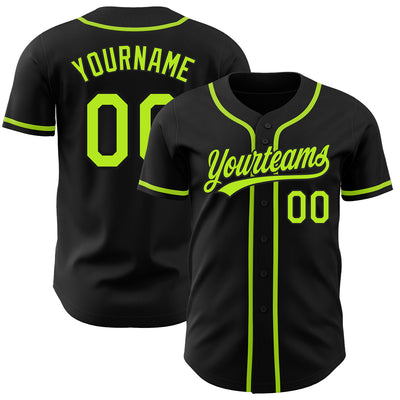 Custom Black Neon Green Authentic Baseball Jersey