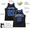 Custom Black Royal Pinstripe Royal-White Authentic Basketball Jersey