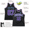 Custom Black Light Blue Pinstripe Purple-Light Blue Authentic Basketball Jersey