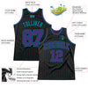 Custom Black Teal Pinstripe Purple-Teal Authentic Basketball Jersey