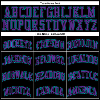 Custom Black Teal Pinstripe Purple-Teal Authentic Basketball Jersey