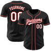 Custom Black White Pinstripe White-Red Authentic Baseball Jersey