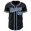 Custom Black Light Blue Pinstripe Light Blue-White Authentic Baseball Jersey