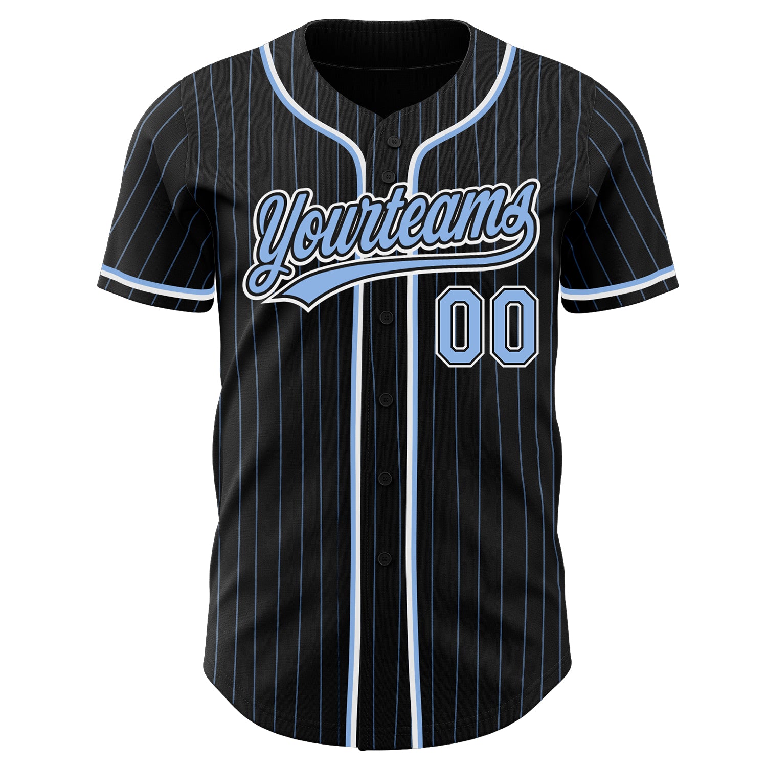 Custom Pinstripe Baseball Jersey White Light Blue Light Blue-Red Authentic  - FansIdea