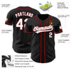 Custom Black Gray Pinstripe White-Red Authentic Baseball Jersey