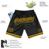 Custom Black Gold Authentic Throwback Basketball Shorts