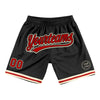 Custom Black Red-Cream Authentic Throwback Basketball Shorts