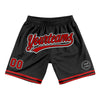 Custom Black Red-White Authentic Throwback Basketball Shorts