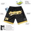 Custom Black White-Gold Authentic Throwback Basketball Shorts