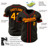 Custom Black Gold Pinstripe Gold-Red Authentic Baseball Jersey